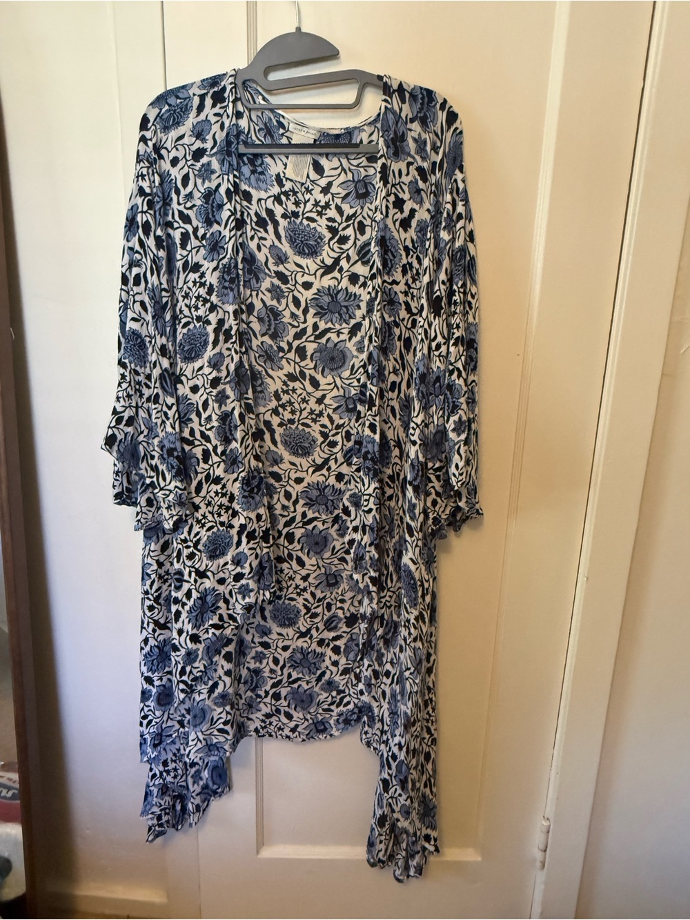 Lucky Brand Blue and White Floral Duster